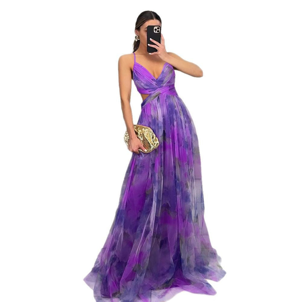 Damen Abendkleid mit fließendem Chiffon und eleganter Wickeloptik