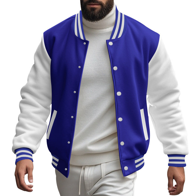Herren Varsity-Jacke mit kontrastierenden Ärmeln und gestreiften Bündchen