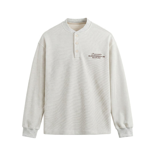 Unisex Weit geschnittenes Henley-Sweatshirt mit Waffelstruktur und Rippenbündchen Shop Nory