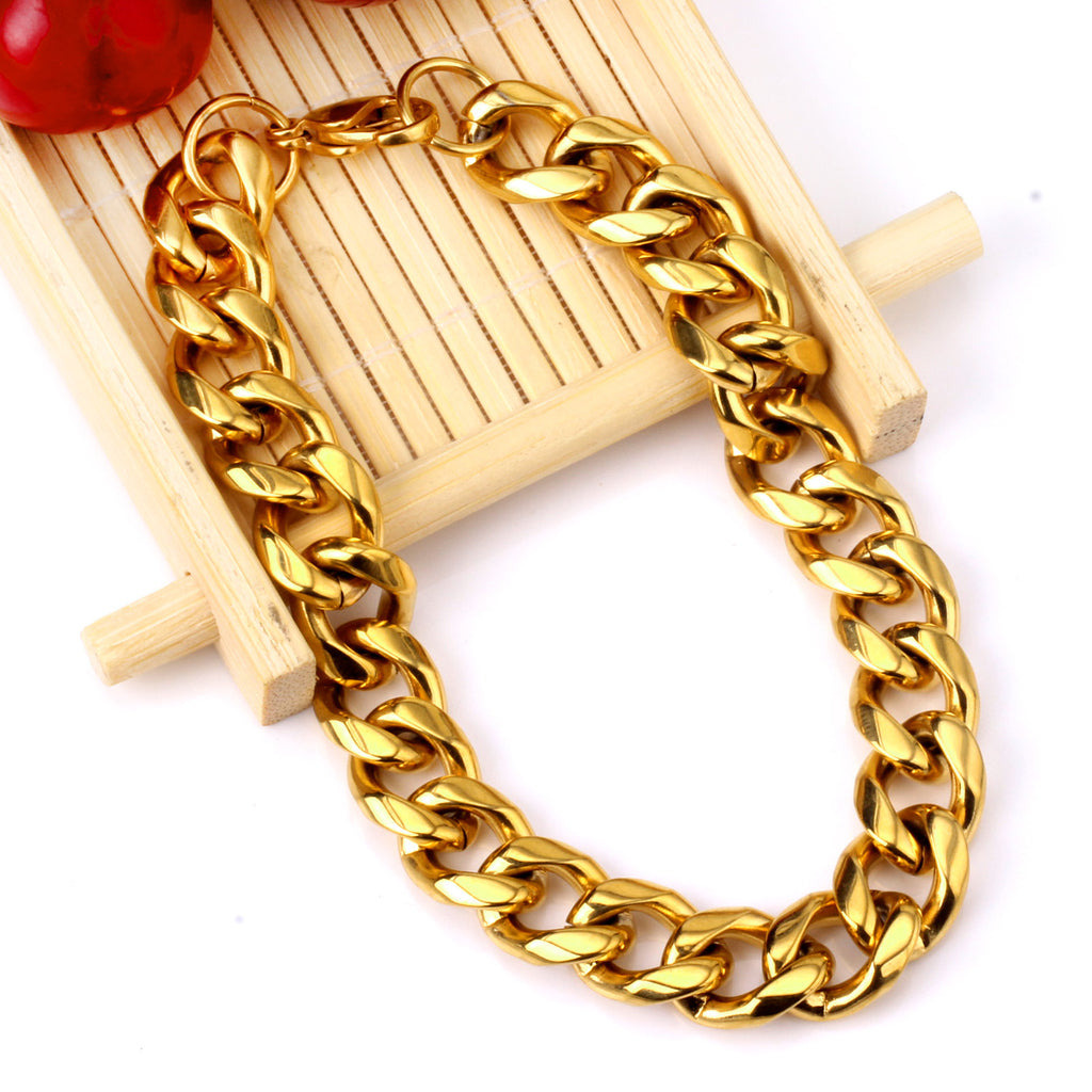 Damen Edelstahl Armband mit goldplattierter Kettenstruktur Shop Nory