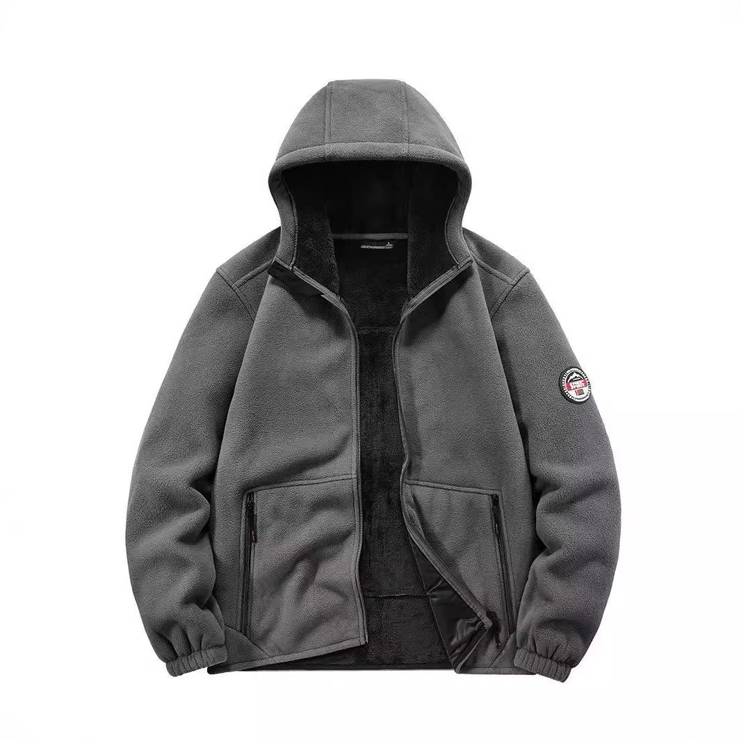 Herren Isolierte Fleece-Hoodiejacke mit Sherpa-Innenfutter und Zwei-Wege-Reißverschluss Shop Nory