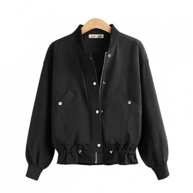 Damen Oversize Bomberjacke mit Tunnelzugbund, Druckknopfleiste und aufgesetzten Taschen Shop Nory