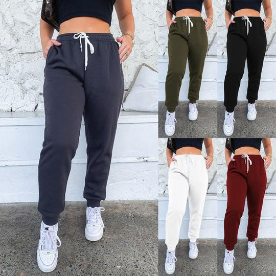 Damen nan taillenhohe tapered Jogginghose mit elastischem Komfortbund, verstellbarem Kordelzug und tiefen Eingrifftaschen Shop Nory