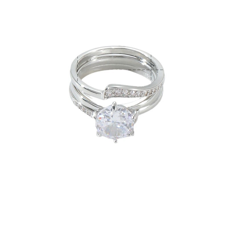 Damen Funkelnder 3-reihiger Ring mit Kristall-Elementen Shop Nory
