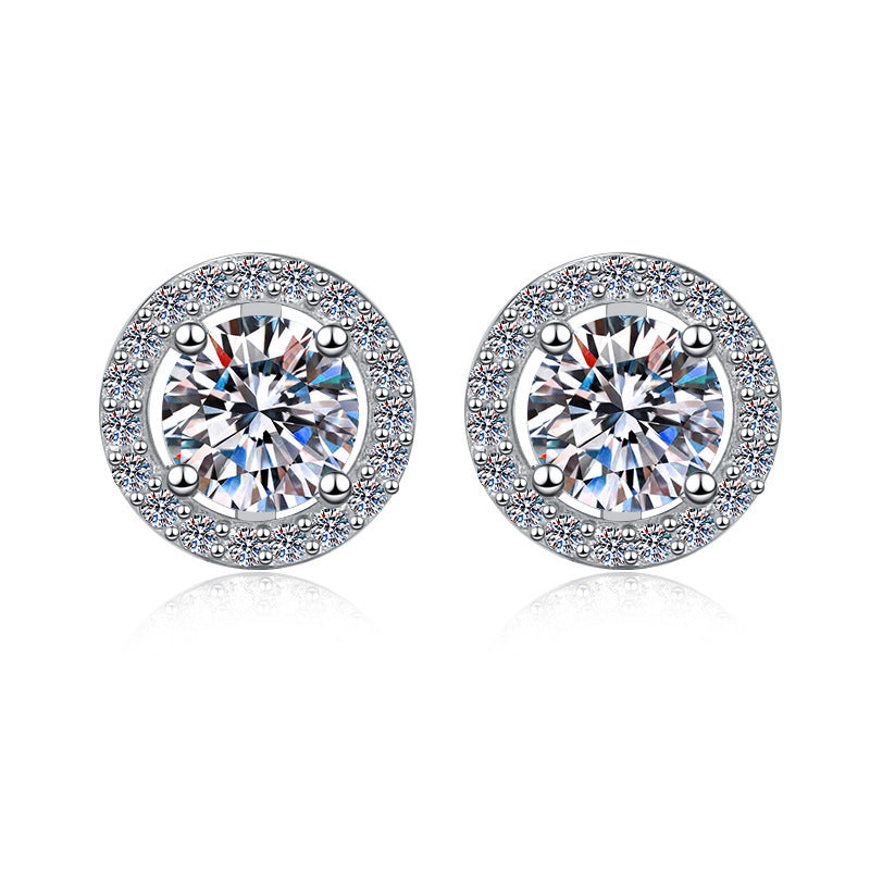 Damen-Ohrstecker mit glitzerndem Kristallbesatz und elegantem Rahmen Shop Nory