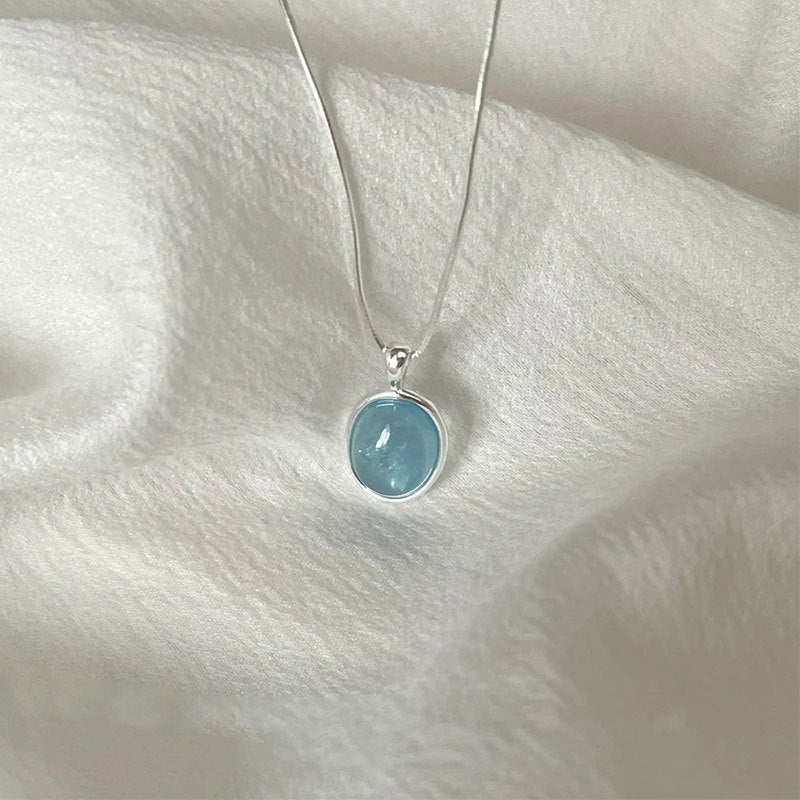 Damen Halskette mit exquisite runder Edelsteinfassung Shop Nory