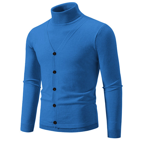 Herren Feiner Rollkragenpullover mit dekorativer Knopfleiste und schmaler Silhouette Shop Nory