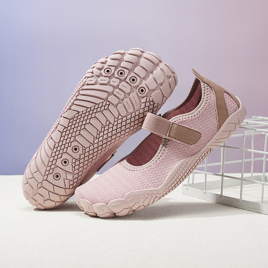 Damen Leichter Strick-Mary-Jane-Slipper mit Klettverschluss und flexibler Barfußsohle Shop Nory
