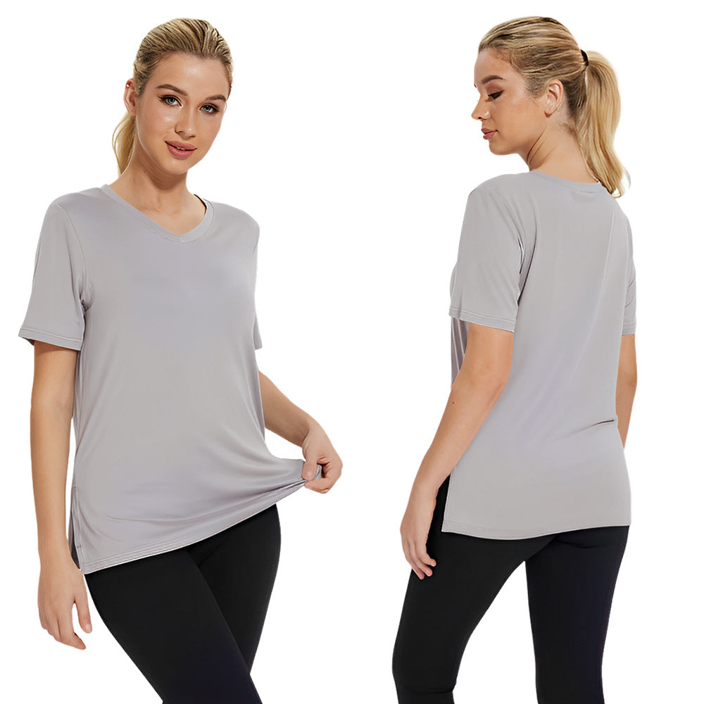 Damen Funktionales V-Ausschnitt Sportshirt mit atmungsaktiver Technologie Shopnory