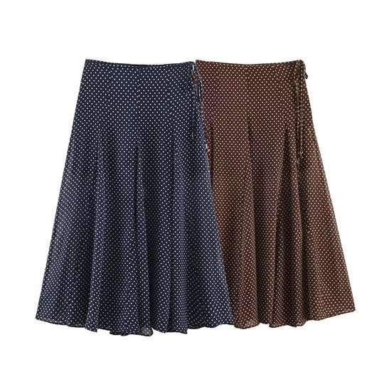Damen Fließender A‑Linien Midirock mit Polka‑Dot‑Print und Bindeschleife Shop Nory