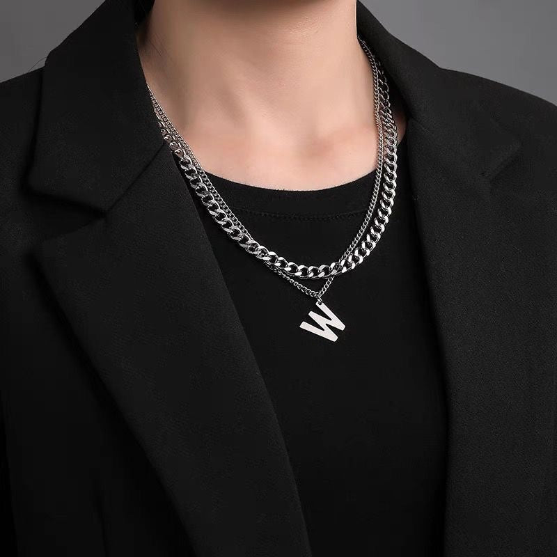 Damen Halskette mit modischem Buchstabenanhänger und eleganten Gliederketten Shop Nory