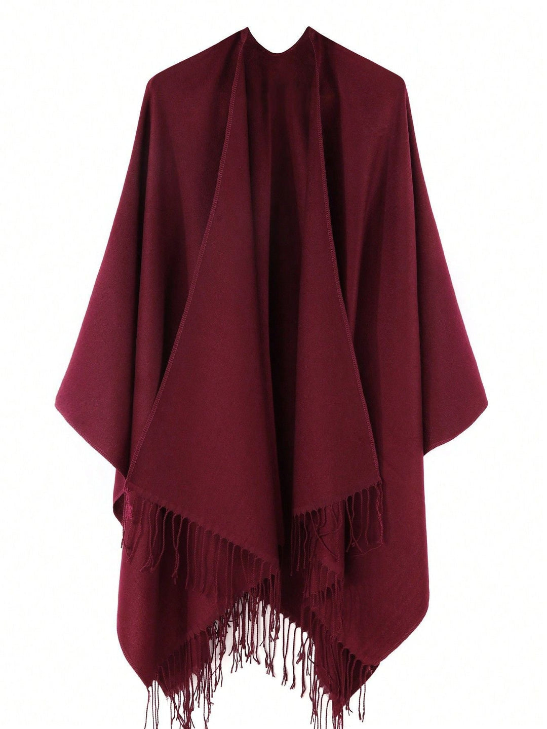 Damen Modischer Fransen-Poncho Aus Weichem Material mit Luxuriösem Fall