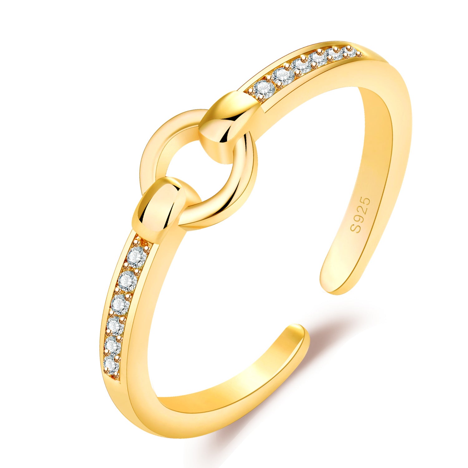 Damen Offener Ring mit funkelnden Zirkonia und eleganter Silberverarbeitung Shop Nory