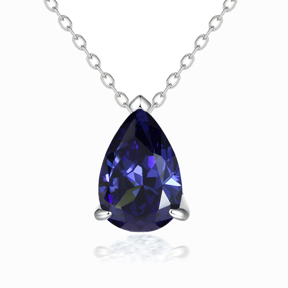 Damen Halskette mit tropfenförmigem Aquamarin-Anhänger und feinem Silberketten-Design Shop Nory