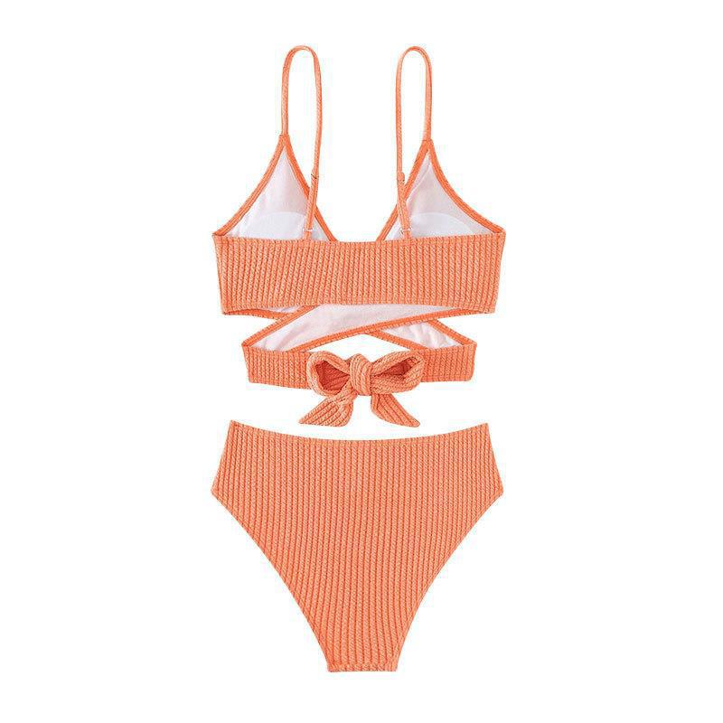 Damen High-Waist Bikini-Set mit gekreuztem Oberteil