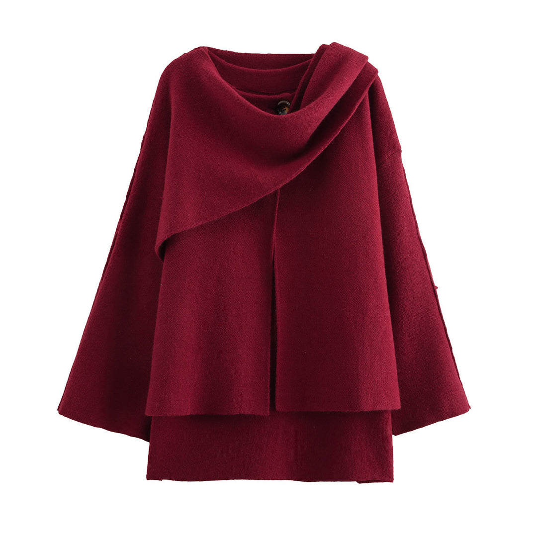 Damen Cape mit asymmetrischem Fall, Stehkragen und Wollmix Shop Nory