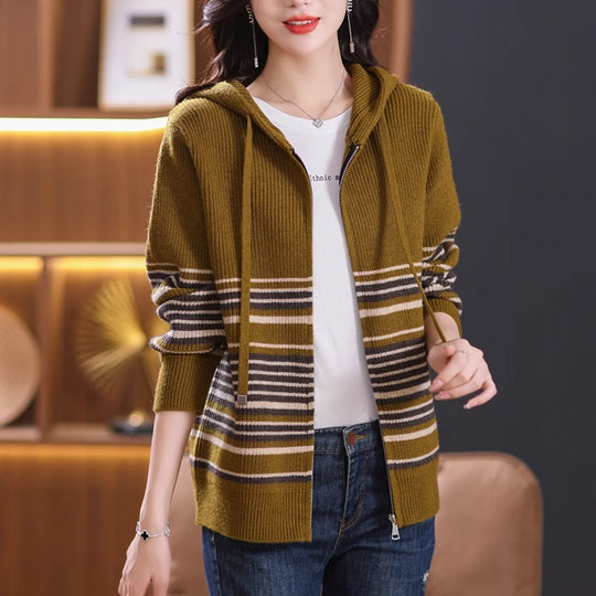 Damen Strickjacke mit Kapuze und Reißverschluss Shop Nory