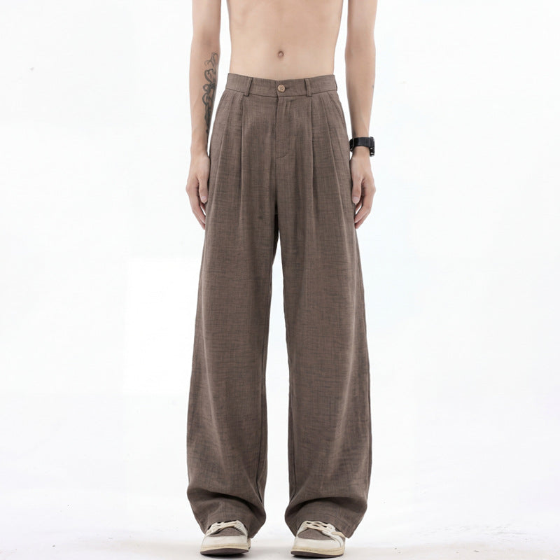 Herren weite Leinenhose mit hoher Bundfalte und lässigem Schnitt Shop Nory
