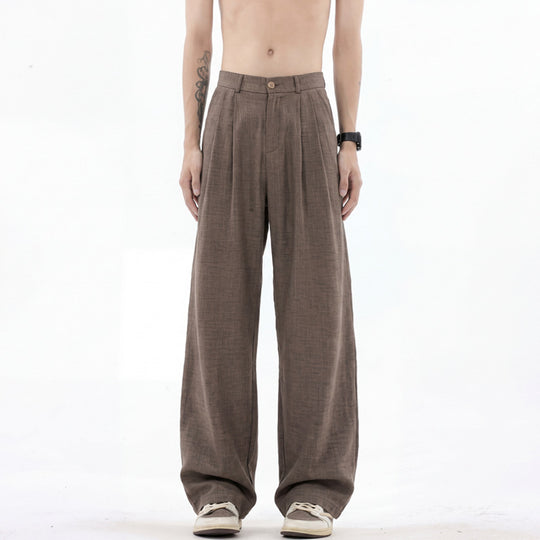 Herren weite Leinenhose mit hoher Bundfalte und lässigem Schnitt Shop Nory