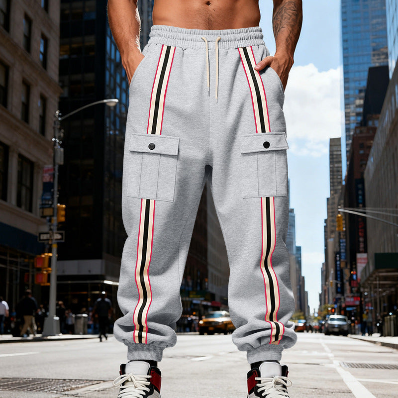 Herren Cargo-Jogginghose im Urban-Streetwear-Look mit Kontraststreifen und Klappentaschen Shop Nory