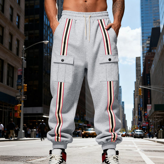Herren Cargo-Jogginghose im Urban-Streetwear-Look mit Kontraststreifen und Klappentaschen Shop Nory