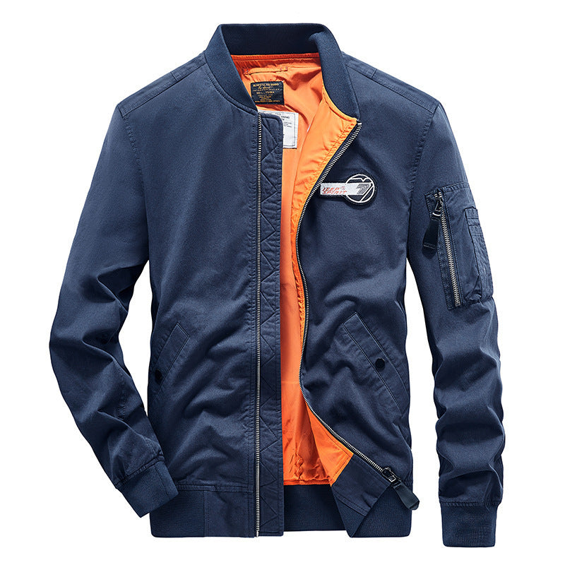 Herren Bomberjacke im Fliegerstil mit kontrastierendem Innenfutter und Ärmeltasche Shop Nory