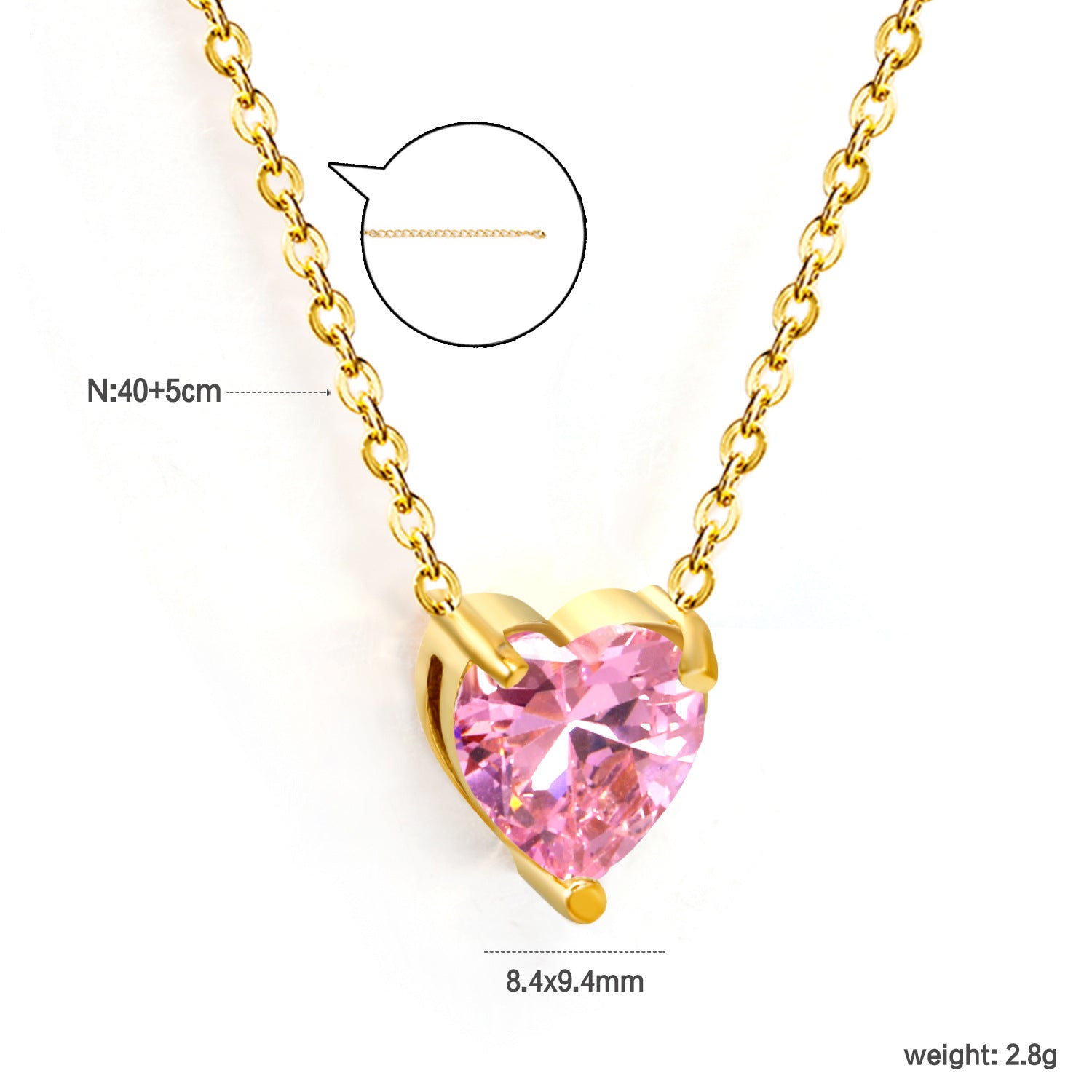 Damen Halskette mit herzförmigem Kristallanhänger und verstellbarer Kette Shop Nory