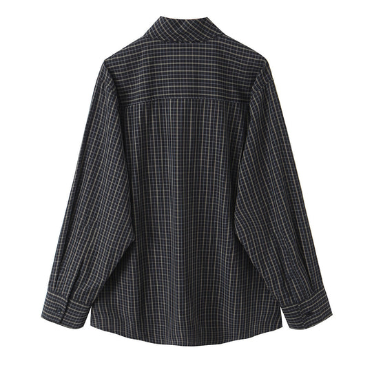 Damen Kariertes Blusenshirt mit Schluppe und weiter Passform Shop Nory