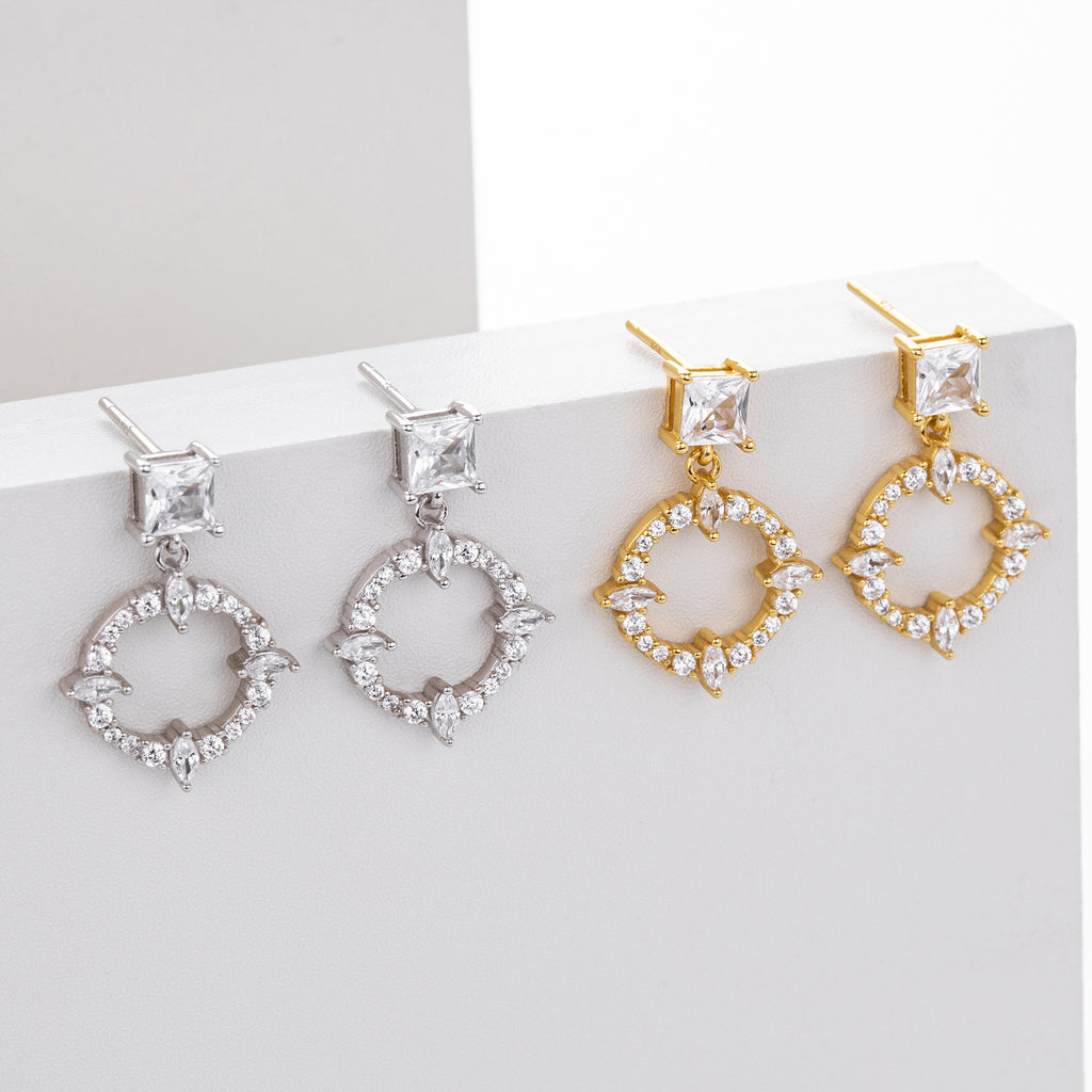 Damen Ohrhänger mit luxuriösem Zirkonbesatz aus 925 Sterling Silber Shop Nory 1782843459