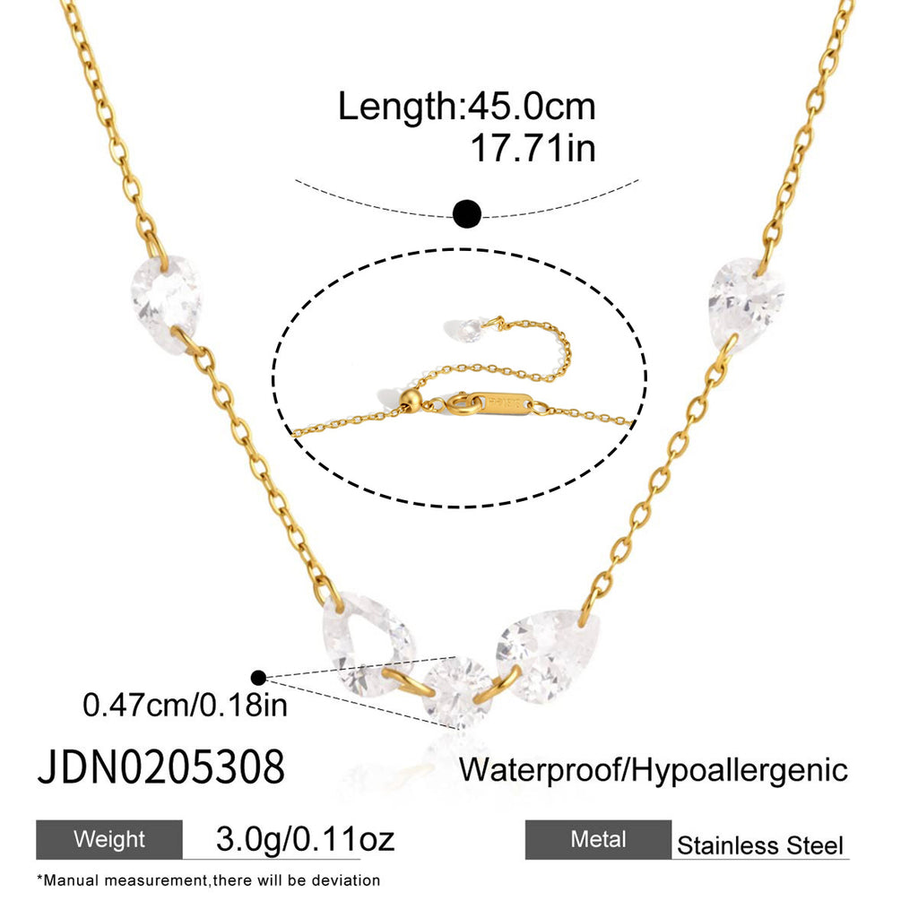 Damen Halskette mit funkelnden Kristall-Details aus rostfreiem Edelstahl Shop Nory