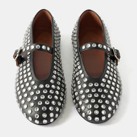 Damen Modische Ballerinas mit Strassverzierungen und komfortablem Fußbett