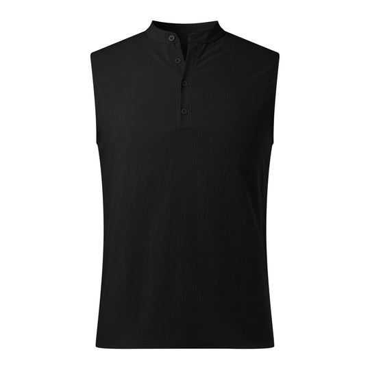 Herren Ärmelloses Henley-Shirt aus atmungsaktivem und leichtem Material