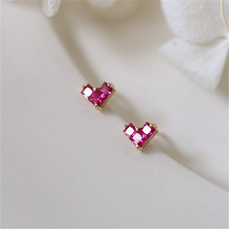 1 Paar 925 Sterling Silber Zirkon 925 Sterling Silber Ohrringe Herzform Ohrstecker | Shop Nory