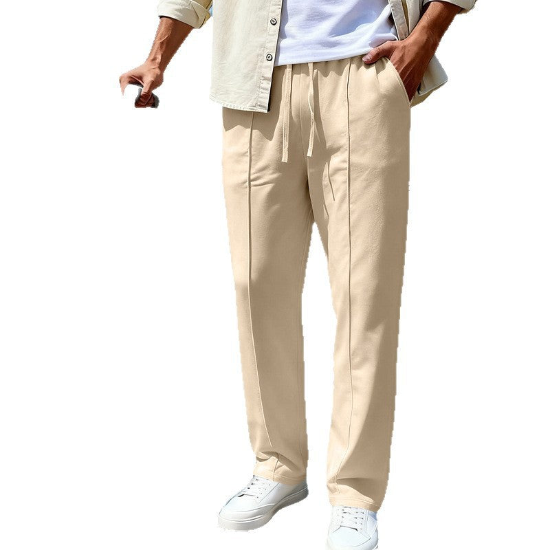 Herren nan elegante Sweathose mit Bügelfalte geradem Bein und Tunnelzug