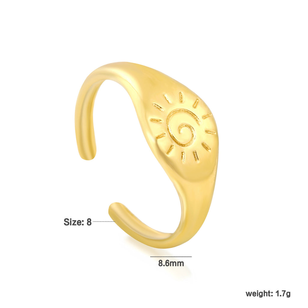 Damen offener Ring mit kunstvollem Sonnenmotiv und geschwungenem Design Shop Nory