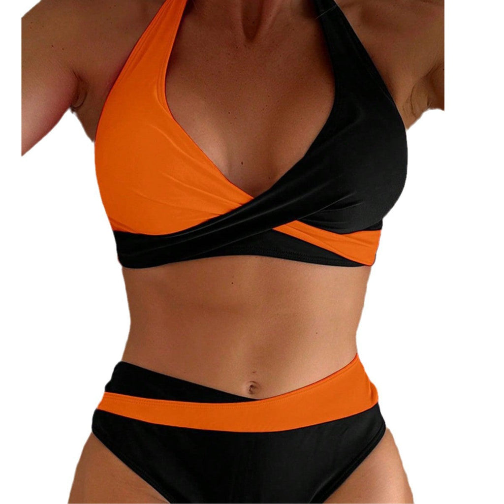 Damen Hoch tailliertes Bikini-Set mit asymmetrischem Oberteil