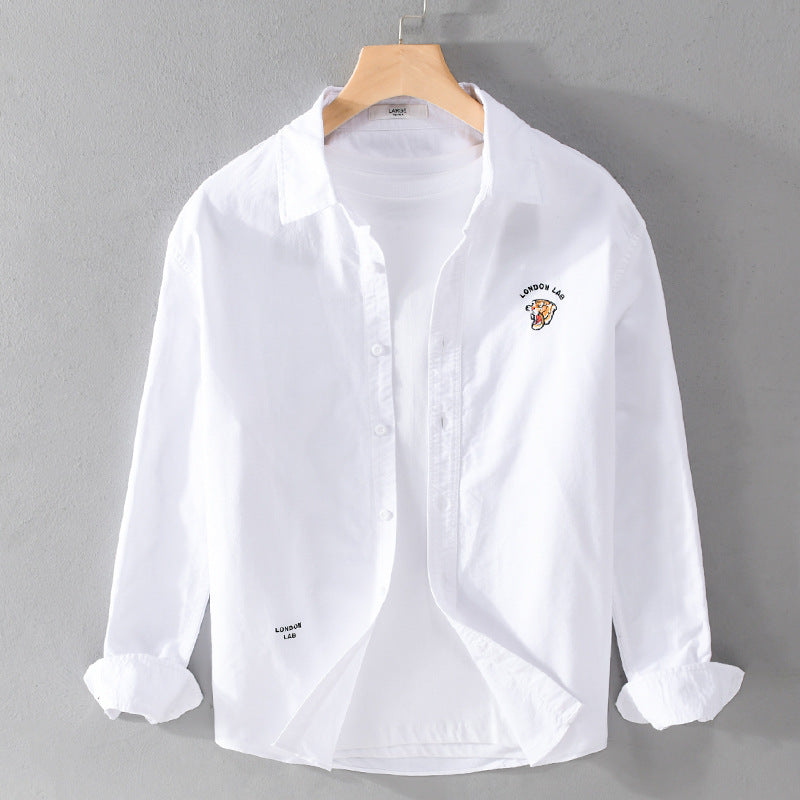 Herren Leichtes Baumwoll-Overshirt im Layering-Look mit Logostickerei und Kentkragen Shop Nory