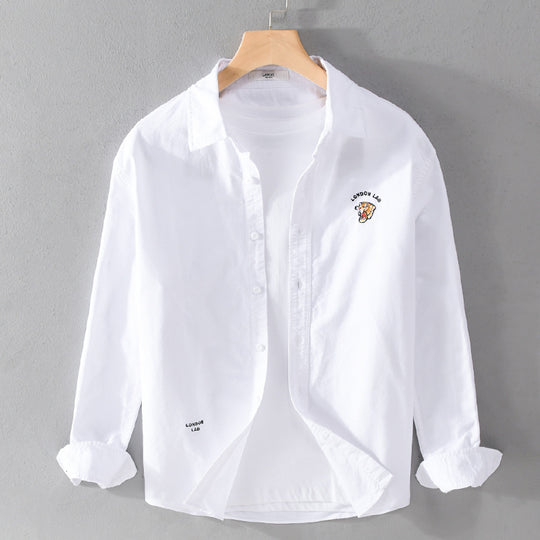 Herren Leichtes Baumwoll-Overshirt im Layering-Look mit Logostickerei und Kentkragen Shop Nory