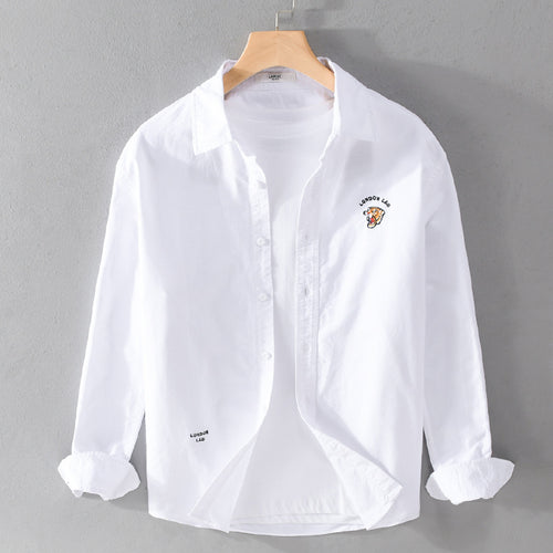 Herren Leichtes Baumwoll-Overshirt im Layering-Look mit Logostickerei und Kentkragen Shop Nory