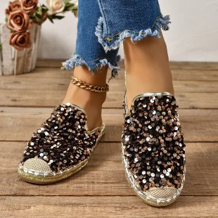 Damen Glitzernde Espadrilles mit bequemer Einlegesohle