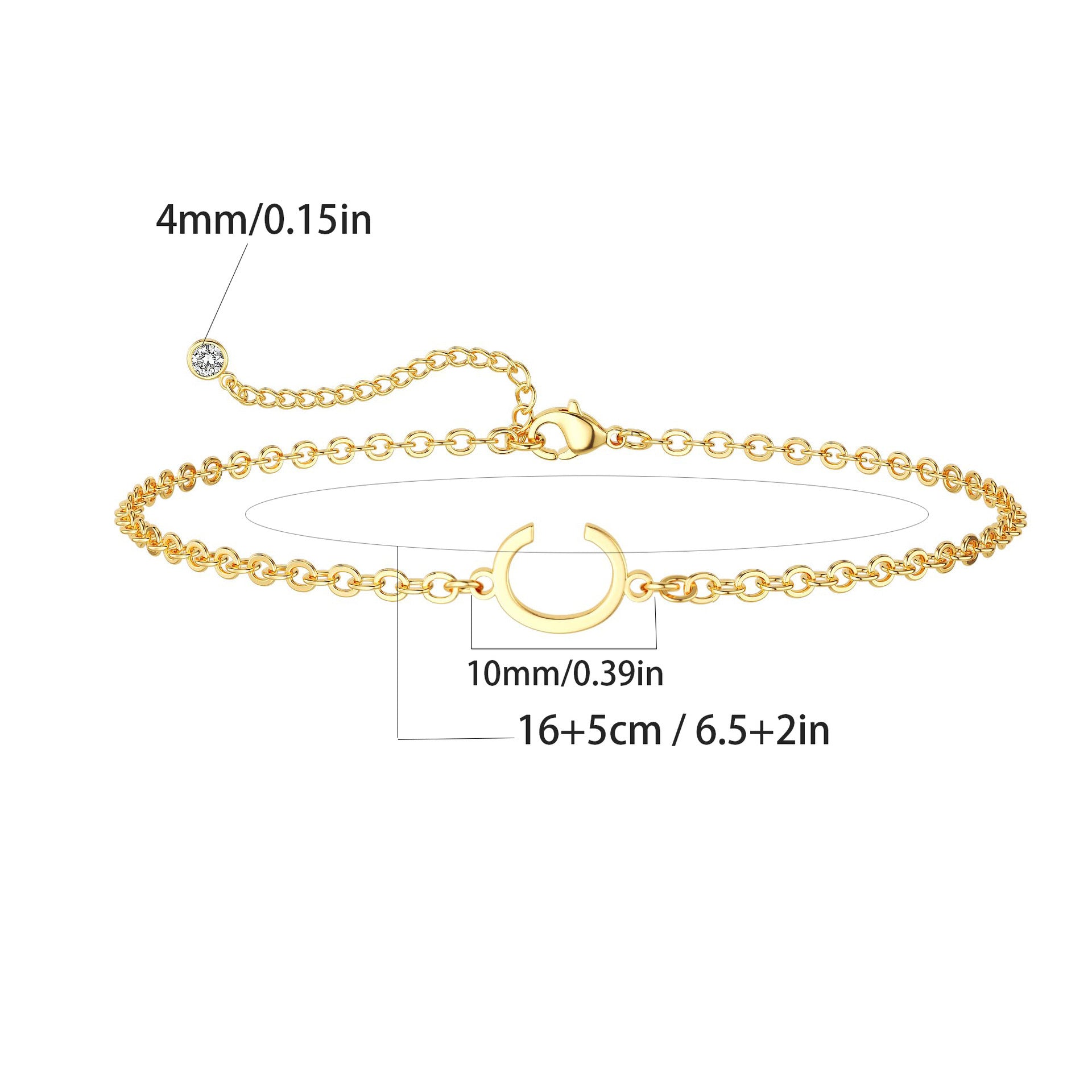 Damen Fußkettchen mit personalisiertem Anfangsbuchstaben und funkelndem Zirkonia-Detail Shop Nory