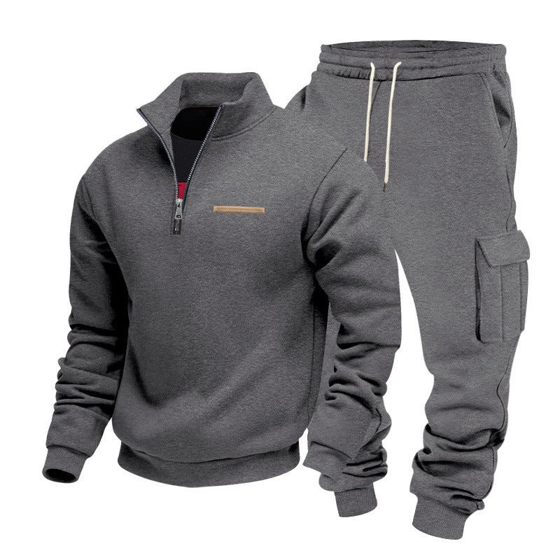 Herren Zip-Pullover- und Cargo-Jogger-Set aus weichem French-Terry Shop Nory