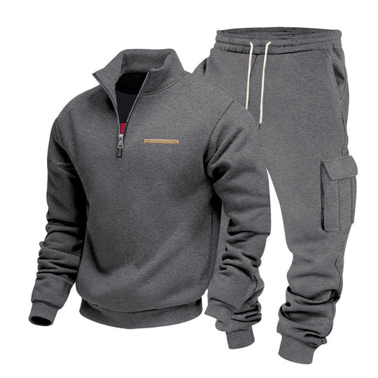 Herren Zip-Pullover- und Cargo-Jogger-Set aus weichem French-Terry Shop Nory