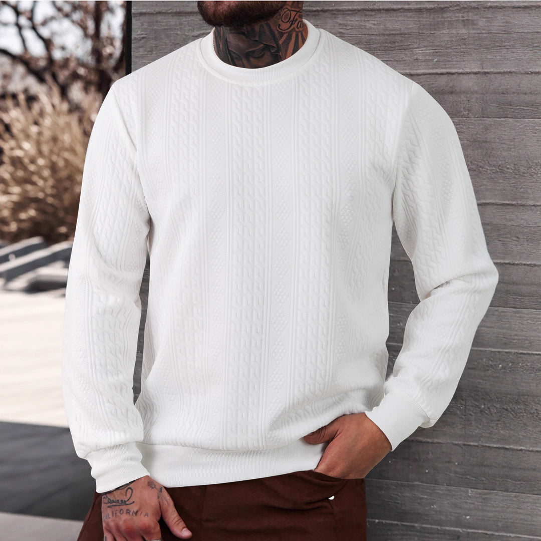 Herren texturiertes Rundhals-Sweatshirt mit feiner Waffelstruktur und gerippten Bündchen Shop Nory