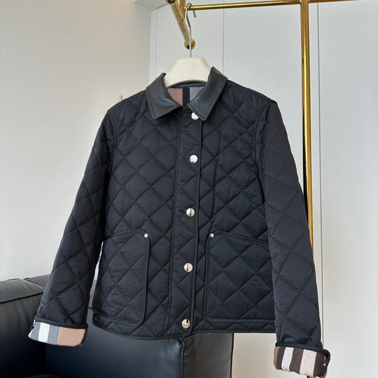 Damen Modische Steppjacke mit eleganter Lederkragen Shop Nory