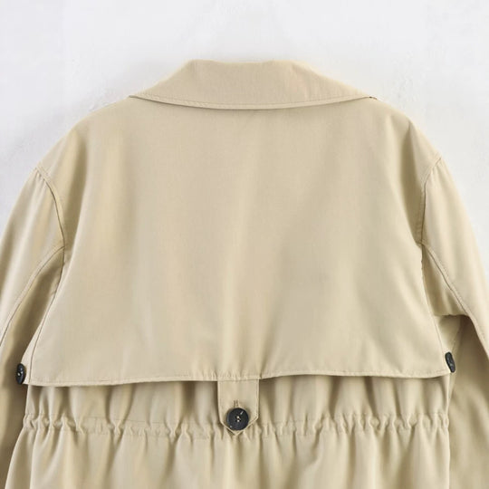Damen Kurzjacke im Trenchstil mit Tunnelzugtaillierung und Karofutter Shop Nory