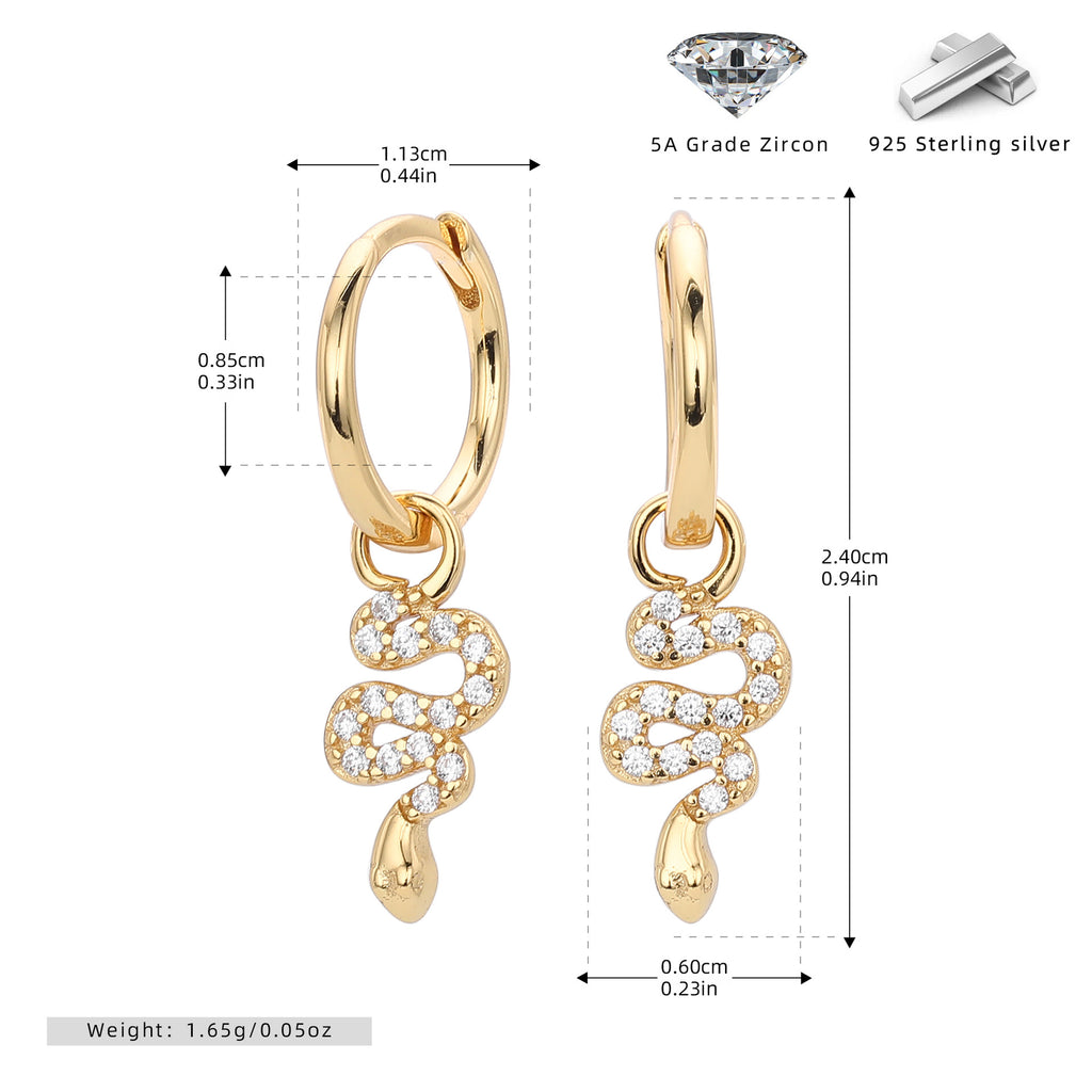 Damen Ohrhänger mit elegantem Schlangenmotiv aus hochwertigem 925 Sterling Silber und funkelnden Zirkonia Shop Nory