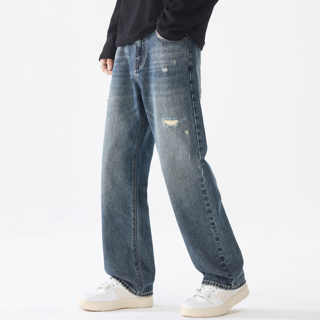 Herren Locker geschnittene Baggy-Jeans aus robustem Denim mit Distressed-Details Shop Nory