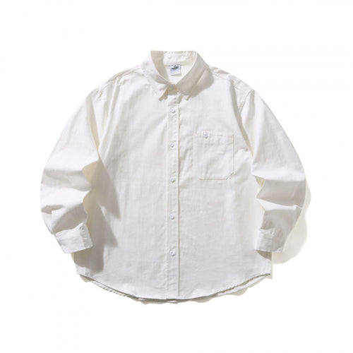Unisex Oversize-Hemd mit Button-Down-Kragen, Brusttasche und gerundetem Saum Shop Nory