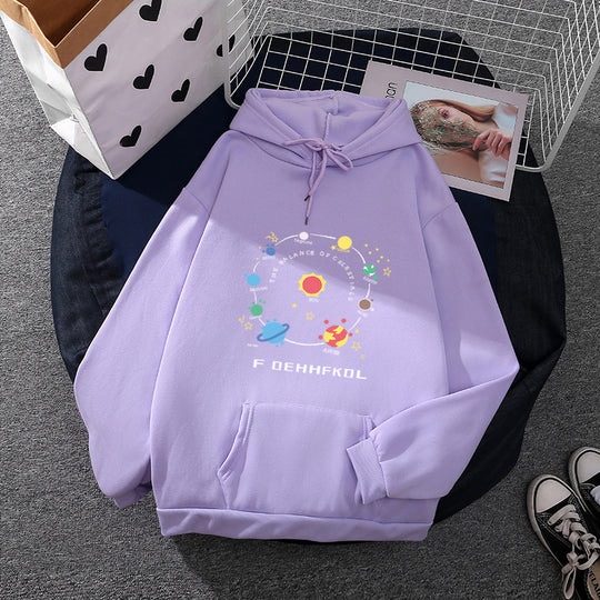 Damen nan Kapuzenpullover im Astronomie‑Print mit Kängurutasche und verstellbarem Kordelzug Shop Nory